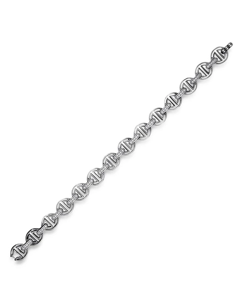 18K White Gold Diamond Bridge Link Bracelet