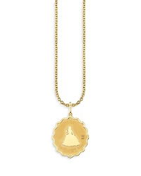 Wicked x Sydney Evan 14K Yellow Gold Glinda Wand Diamond & Pink Sapphire Coin Pendant Necklace, 18"