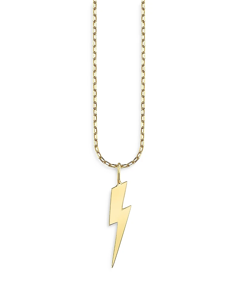 Sydney Evan 14K Yellow Gold Pure Lightning Bolt Pendant Necklace, 16