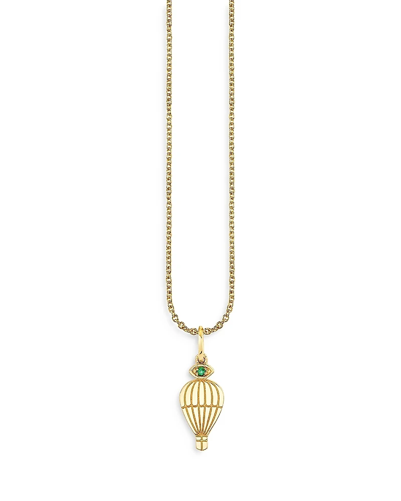 Sydney Evan Wicked x Sydney Evan 14K Yellow Gold Pure Hot Air Balloon Charm Necklace, 18