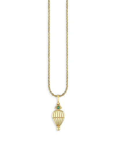 Sydney Evan Wicked x Sydney Evan 14K Yellow Gold Pure Hot Air Balloon Charm Necklace, 18