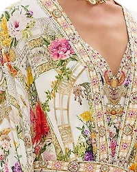 Silk Blouson Sleeve Layer Swim Cover Up in Egyptian Rose