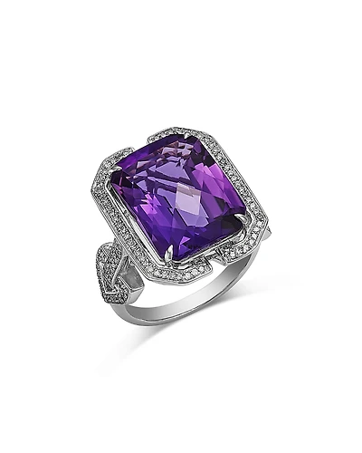 Bloomingdale's Fine Collection 14K White Gold Amethyst & Diamond Ring