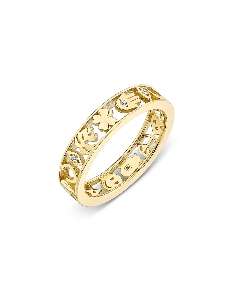 Sydney Evan 14K Yellow Gold Diamond Open Icon Ring