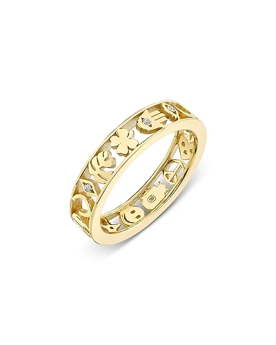 Sydney Evan 14K Yellow Gold Diamond Open Icon Ring