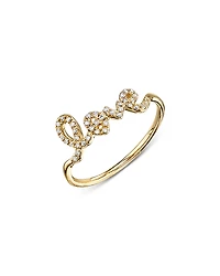Sydney Evan 14K Yellow Gold Diamond Love Script Ring