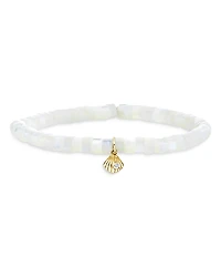 Sydney Evan 14K Yellow Gold Mother of Pearl Diamond Clam Shell Charm Bracelet