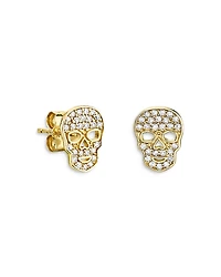 Sydney Evan 14k Yellow Gold Diamond Skull Stud Earrings
