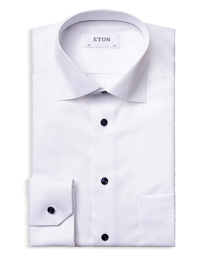 Eton Classic Fit Twill Shirt with Navy Details