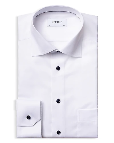 Eton Classic Fit Twill Shirt with Navy Details