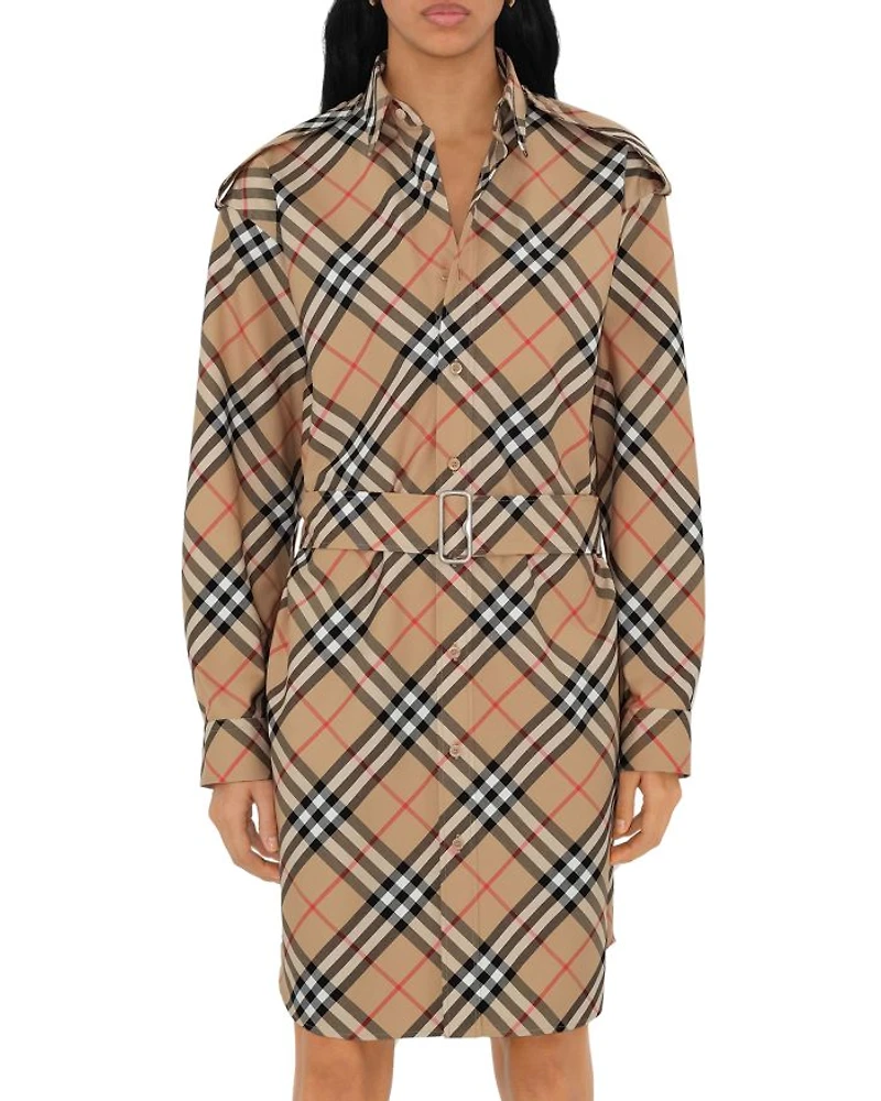 Check Cotton Shirt Dress