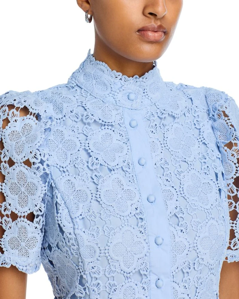 Floral Lace Mock Neck Mini Dress -Exclusive