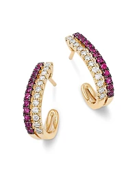 Bloomingdale's Fine Jewelry Ruby & Diamond Huggie Hoop Earrings