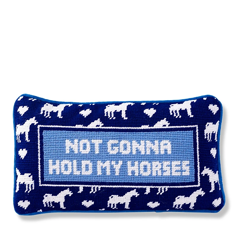 Furbish Studio Hold My Horses Needlepoint Pillow, 14 x 8