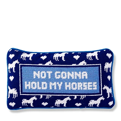 Furbish Studio Hold My Horses Needlepoint Pillow, 14 x 8