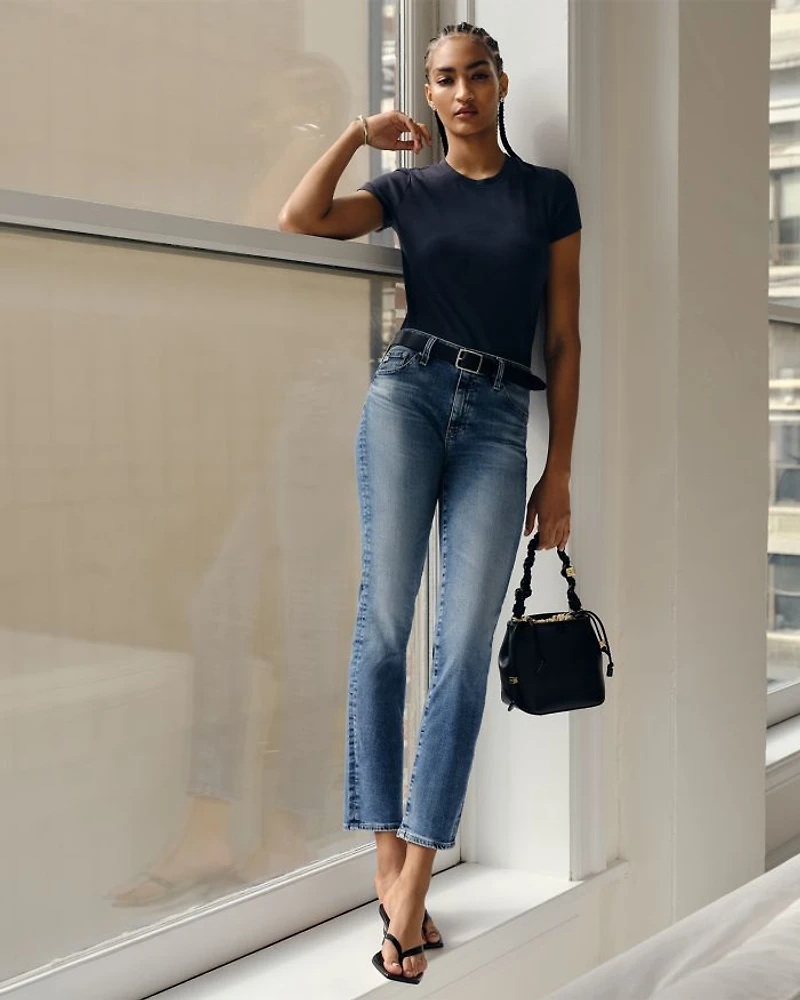 Mari Mid Rise Slim Straight Jeans