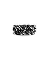 Men's Sterling Silver Faceted Black Diamond Pavé Ring
