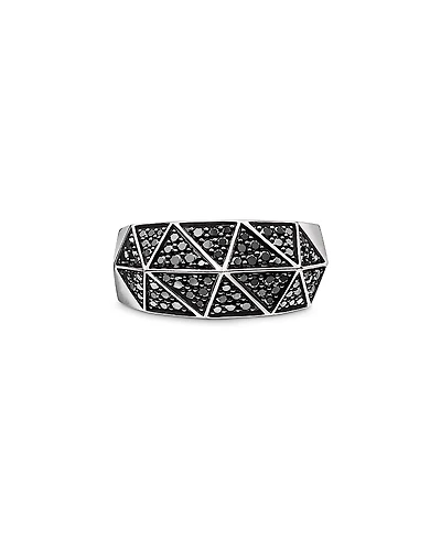 David Yurman Men's Sterling Silver Faceted Black Diamond Pave Ring