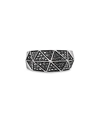 David Yurman Men's Sterling Silver Faceted Black Diamond Pave Ring