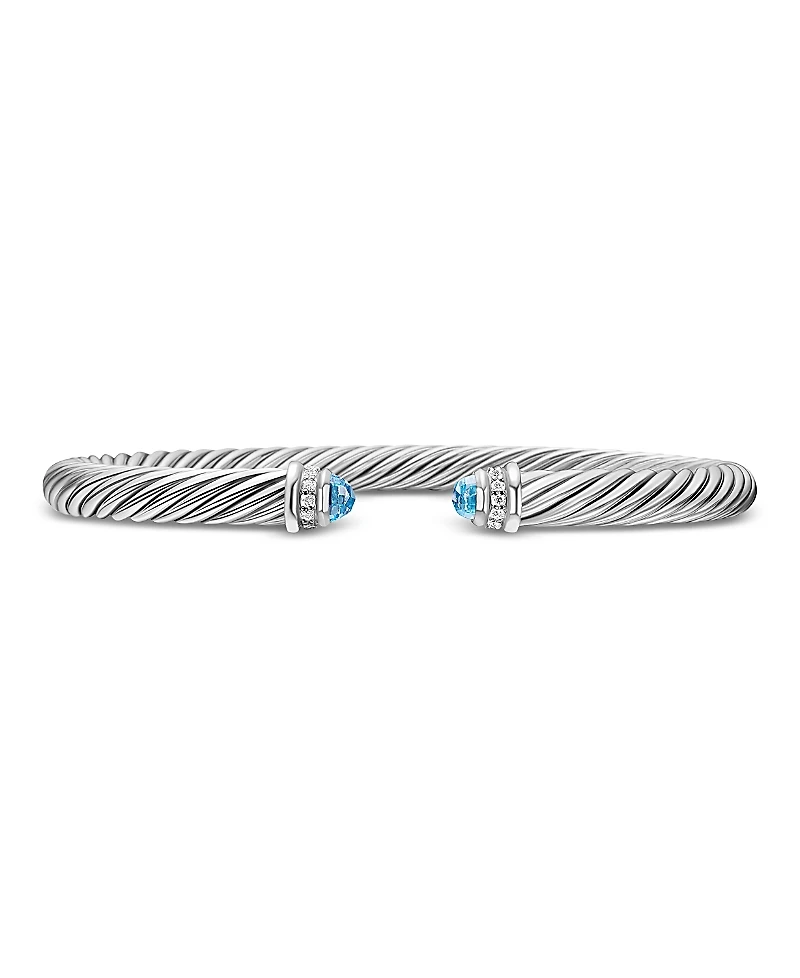 David Yurman Cable Classics Bracelet with Blue Topaz and Diamonds