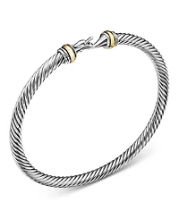 Buckle Classic Cable Bracelet Sterling Silver with 18K Yellow Gold, 4mm