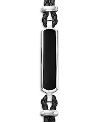 Men's Exotic Stone Station Black Leather Bracelet with Onyx
