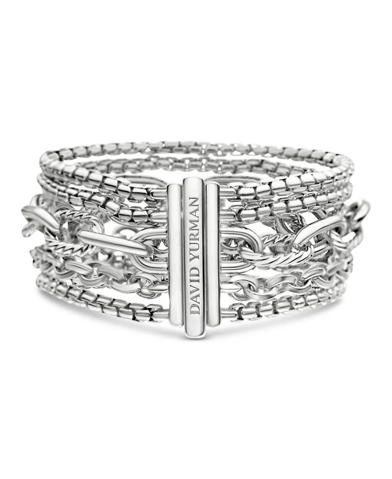 Sterling Silver Multi-Row Chain Bracelet