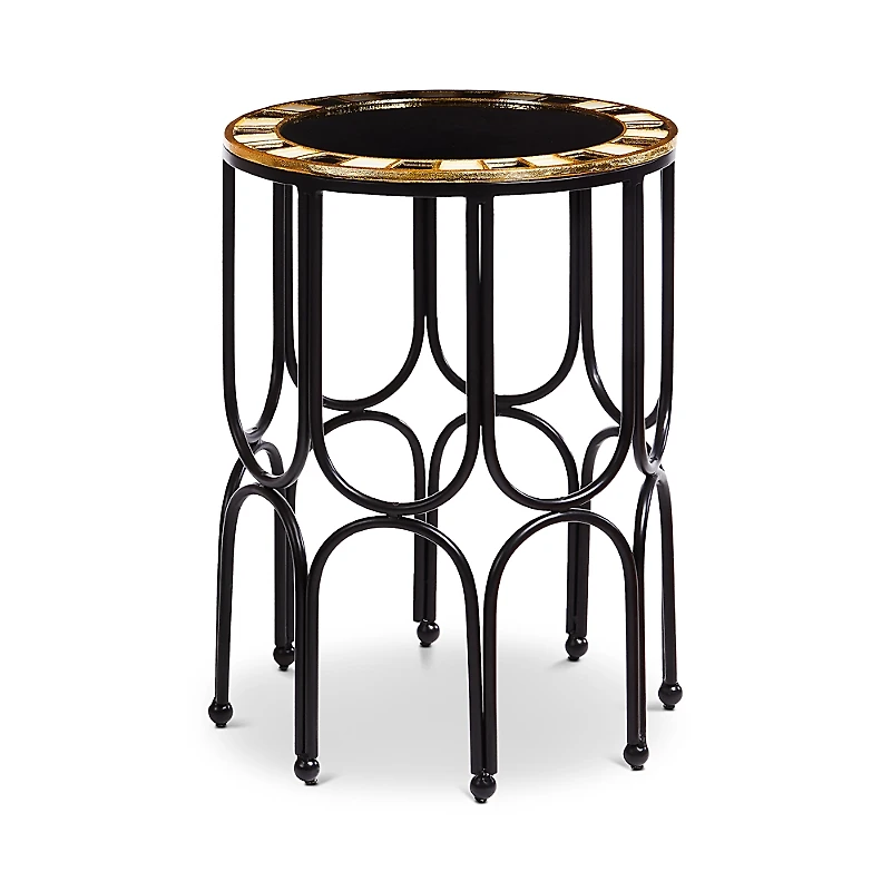 Mackenzie-Childs Black Tie Round Accent Table