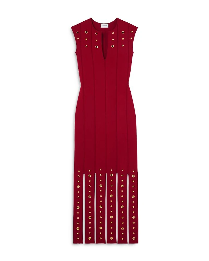 Embellished Eyelet Sleeveless Dress
