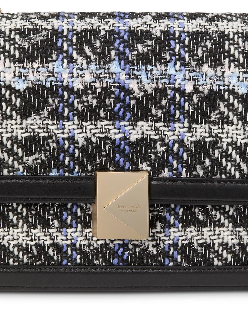Deco Plaid Tweed Chain Shoulder Bag