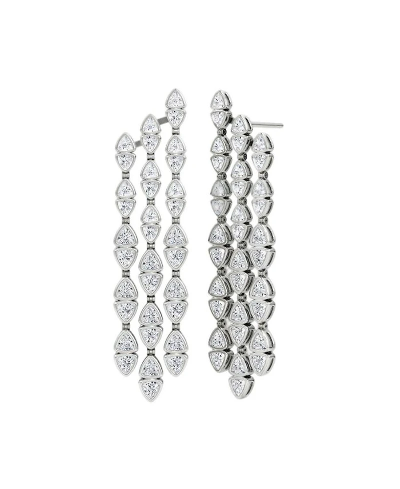 Trillion Cascade Earrings 14K White Gold, 9.64ctw Lab Grown Diamonds