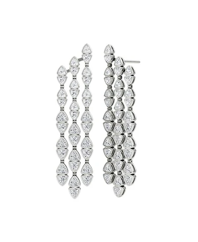 Trillion Cascade Earrings 14K White Gold, 9.64ctw Lab Grown Diamonds