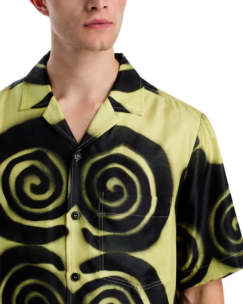 Bodil Silk Printed Button Down Camp Shirt