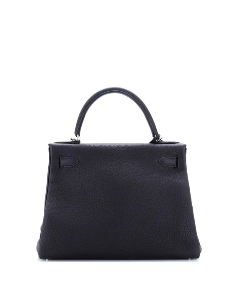 Kelly Handbag Black Togo with Palladium Hardware