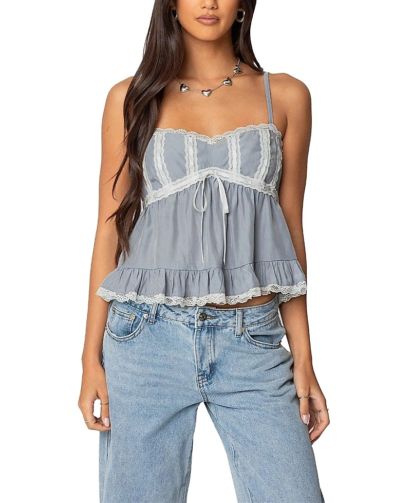 Edikted Lace Trim Babydoll Tank Top