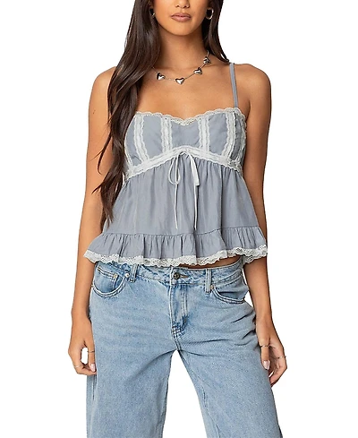 Edikted Lace Trim Babydoll Tank Top
