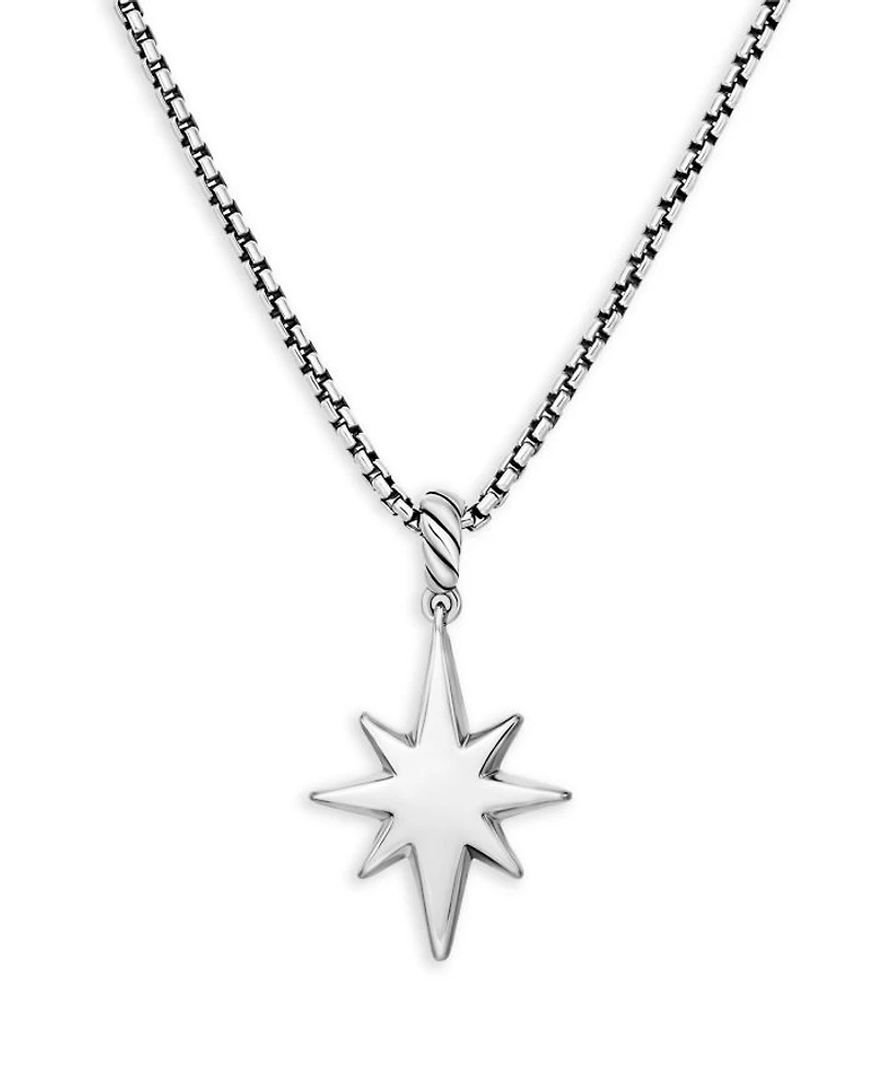 Sterling Silver Cable Collectibles® North Star Pendant Necklace with Diamonds, 17"