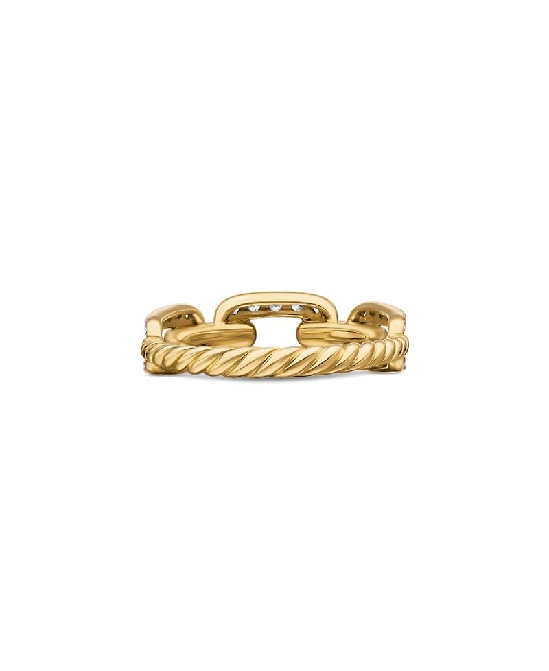 18K Yellow Gold Stax Chain Link Ring with Diamonds