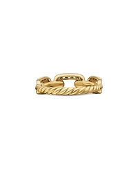 18K Yellow Gold Stax Chain Link Ring with Diamonds