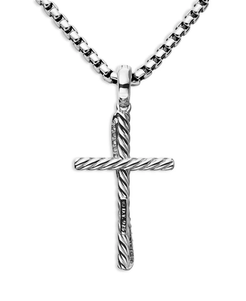 Sterling Silver Amulets Diamond Draped Cross Pendant