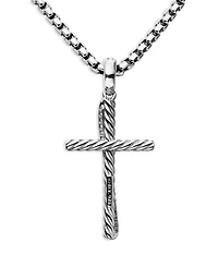 Sterling Silver Amulets Diamond Draped Cross Pendant