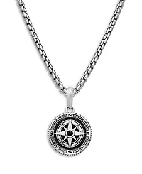Men's Maritime Compass Amulet with Black Diamond