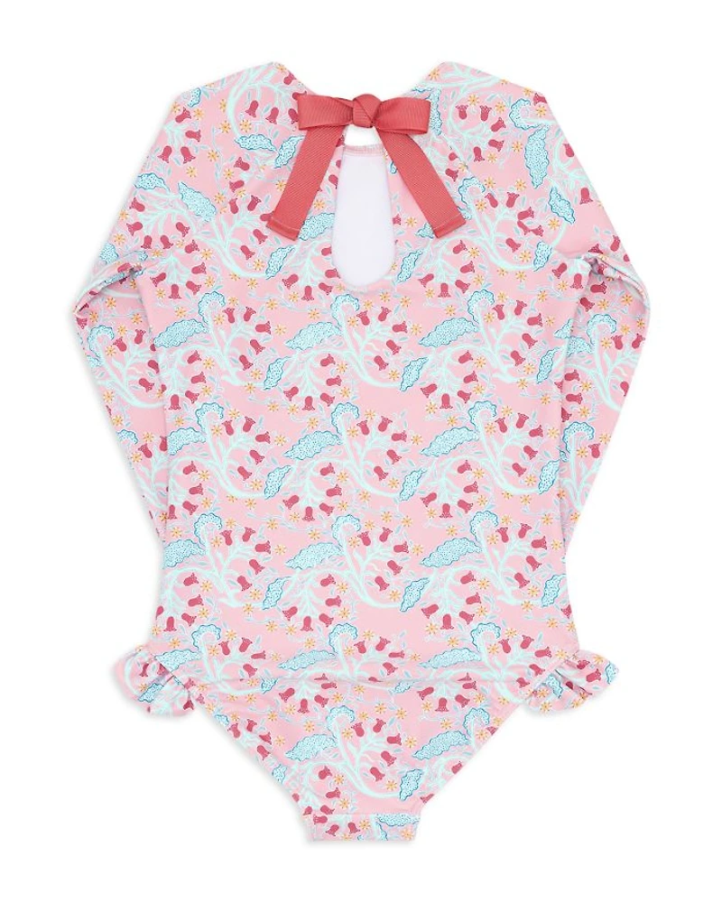 Girls' Bluebells Long Sleeve One Piece Rash Guard Swimsuit - Baby, Little Kid, Big Kid