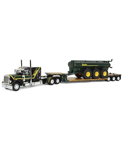 First Gear 1/64 Black Husky Peterbilt w/ Fontaine Renegade Lowboy & Husky Manure Spreader, Dcp - 14 Years+ - Ages 5-7