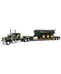 First Gear 1/64 Black Husky Peterbilt w/ Fontaine Renegade Lowboy & Husky Manure Spreader, Dcp - 14 Years+ - Ages 5-7
