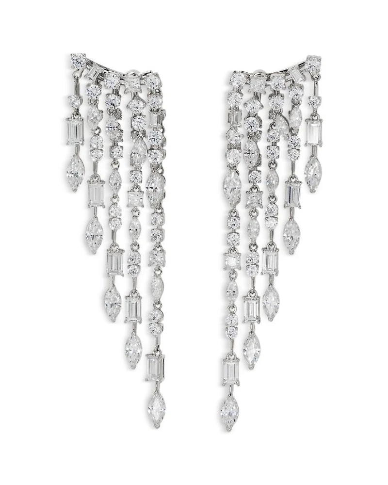 Cabaret Cubic Zirconia Mixed Cut Fringe Drop Earrings - Exclusive