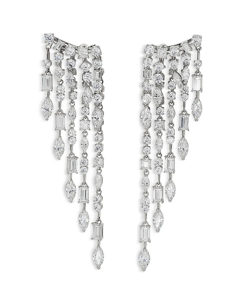 Nadri Cabaret Cubic Zirconia Mixed Cut Fringe Drop Earrings - Exclusive