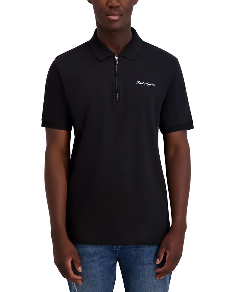 Half Zip Signature Logo Polo Shirt