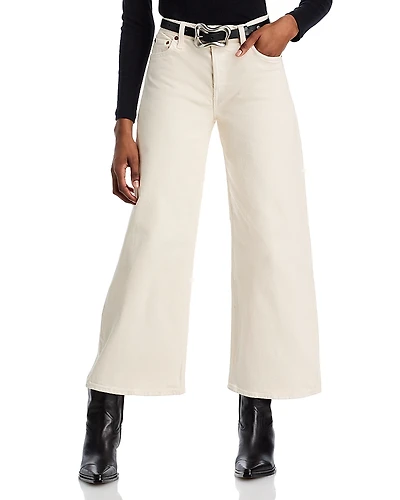 Re/Done Mid Rise Crop Wide Leg Jeans