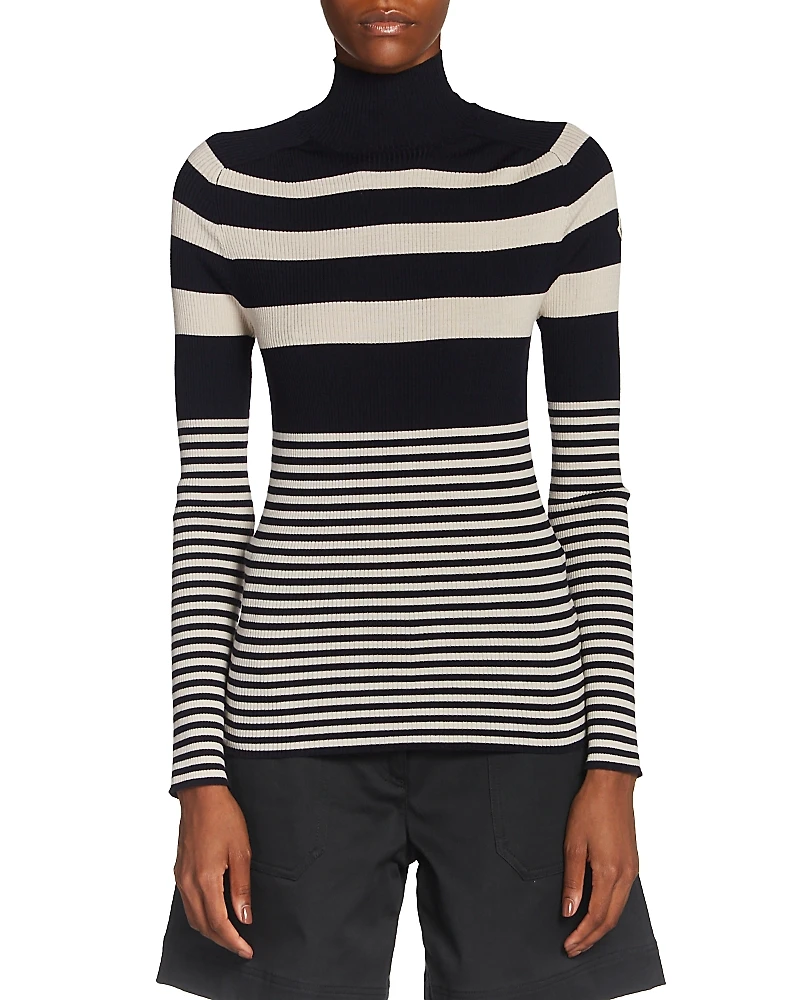 Moncler Wool Striped Mock Neck Sweater